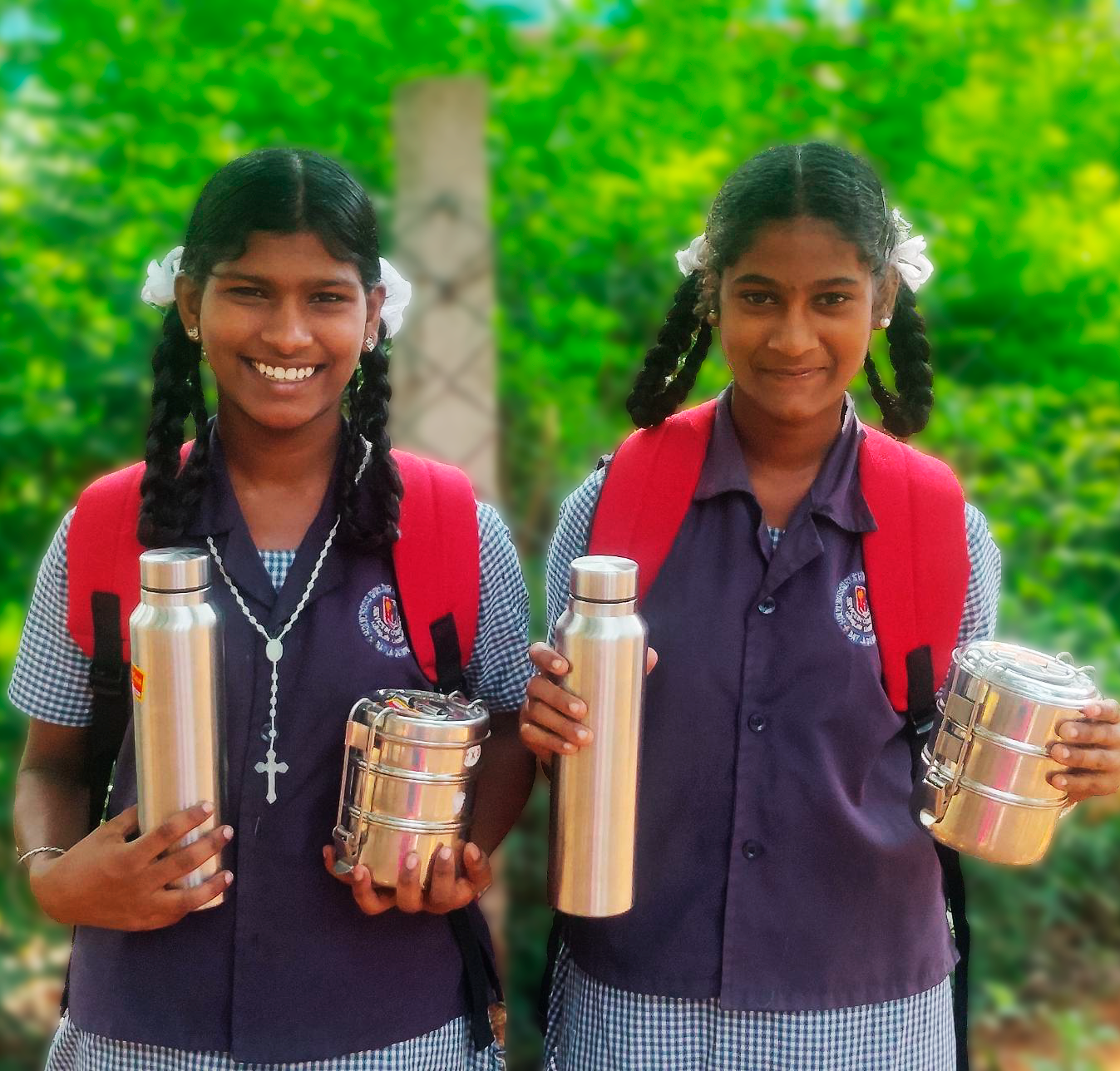 Donation af madkasse og drikkedunk til skolebrug, til et barn på St. Joseph i det sydlige Indien.